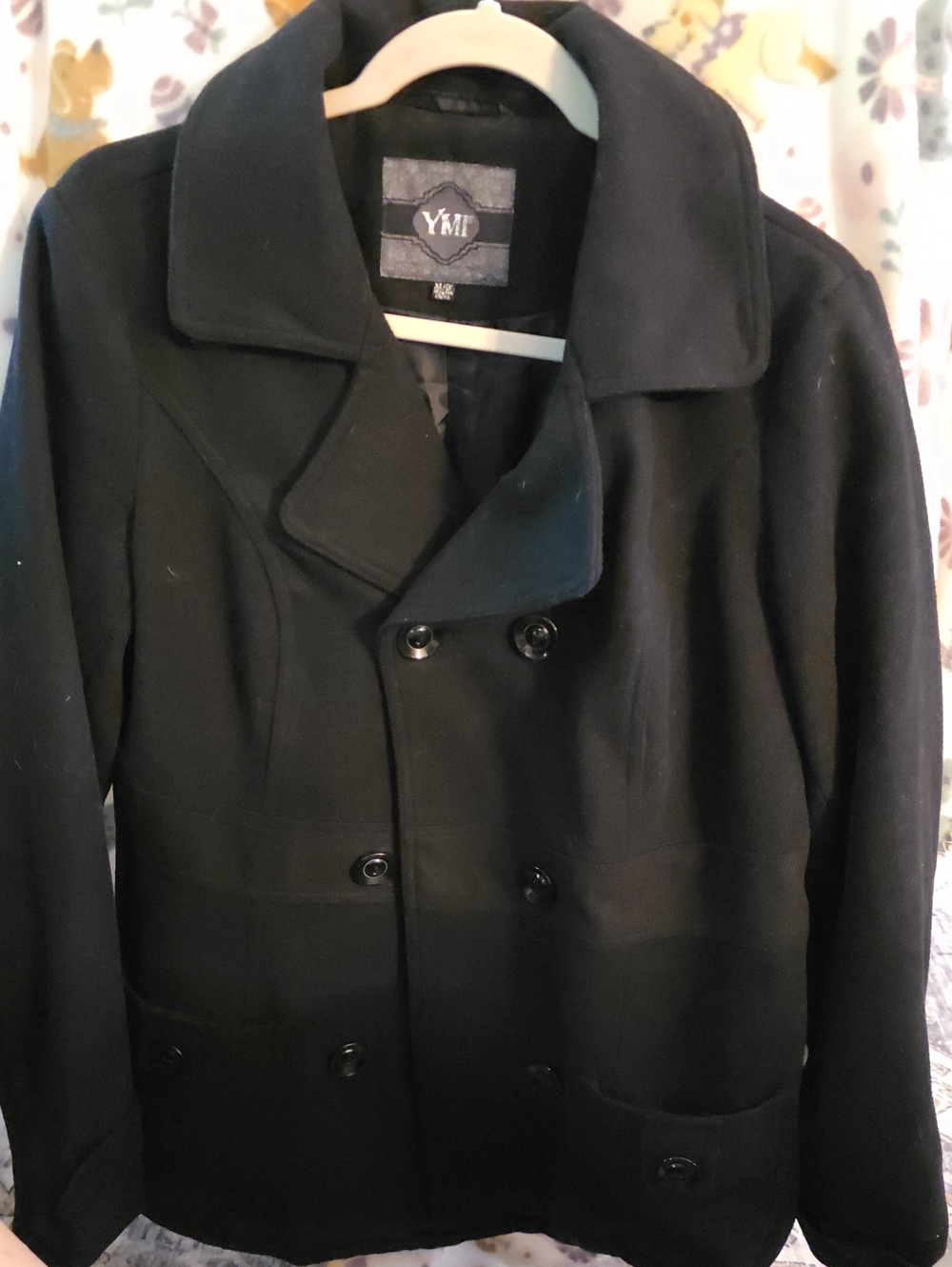 YMI Women's Black Double-Breasted Peacoat Jacket
